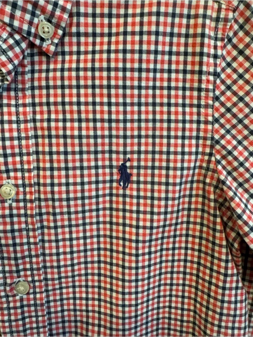 Ralph Lauren Red and Blue Check Button-Down Shirt